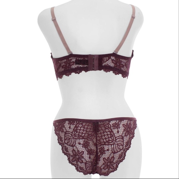 Damson Lingerie Two Tone Floral Lace Push Up Bra - Picture 2 of 5